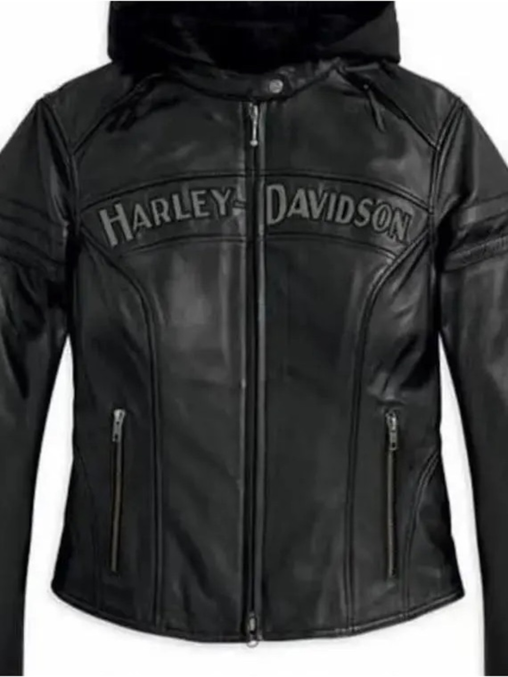 Harley-Davidson Black Women's Leather Jacket with Hood
